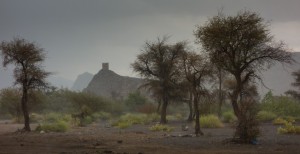 Omani hillfort in the rain