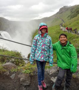 Fay and Ryo at the falls in Gullfoss