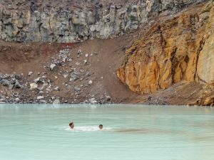 Enjoying the geothermal waters