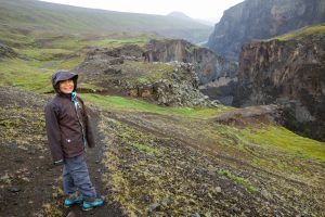 Walking along the Hafrahvammagljufur gorge