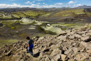 Heading back down, looking over the chain of volcanoes